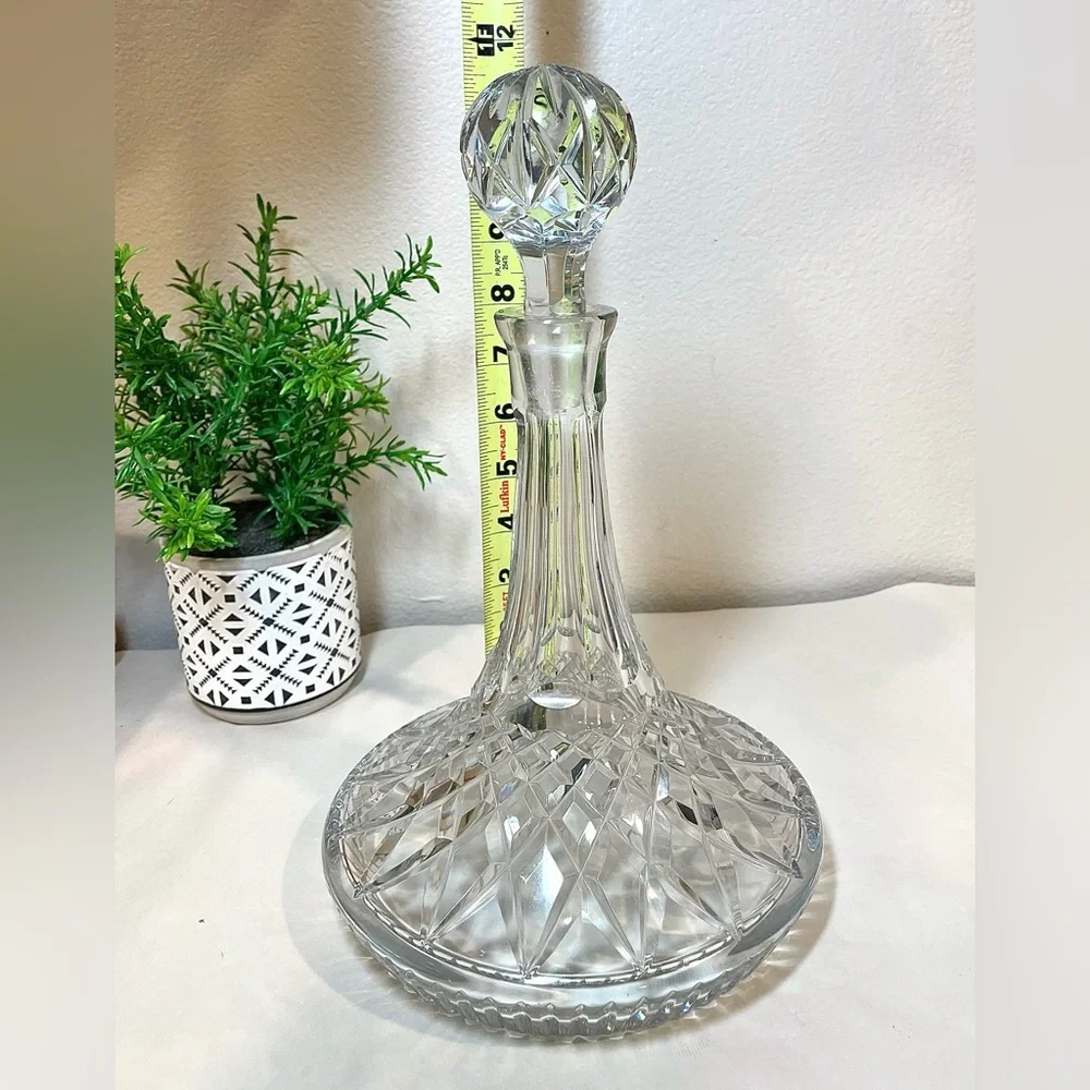 Waterford Lismore Etched Crystal Detailed Ships Decanter w Stopper | EUC
